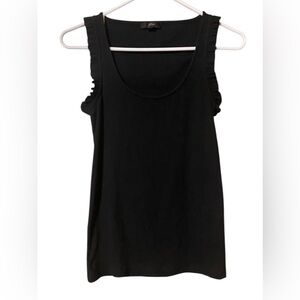 J Crew Ribbed Tank Top Women XS Scoop Neck Black Petal Sleeves Comfort